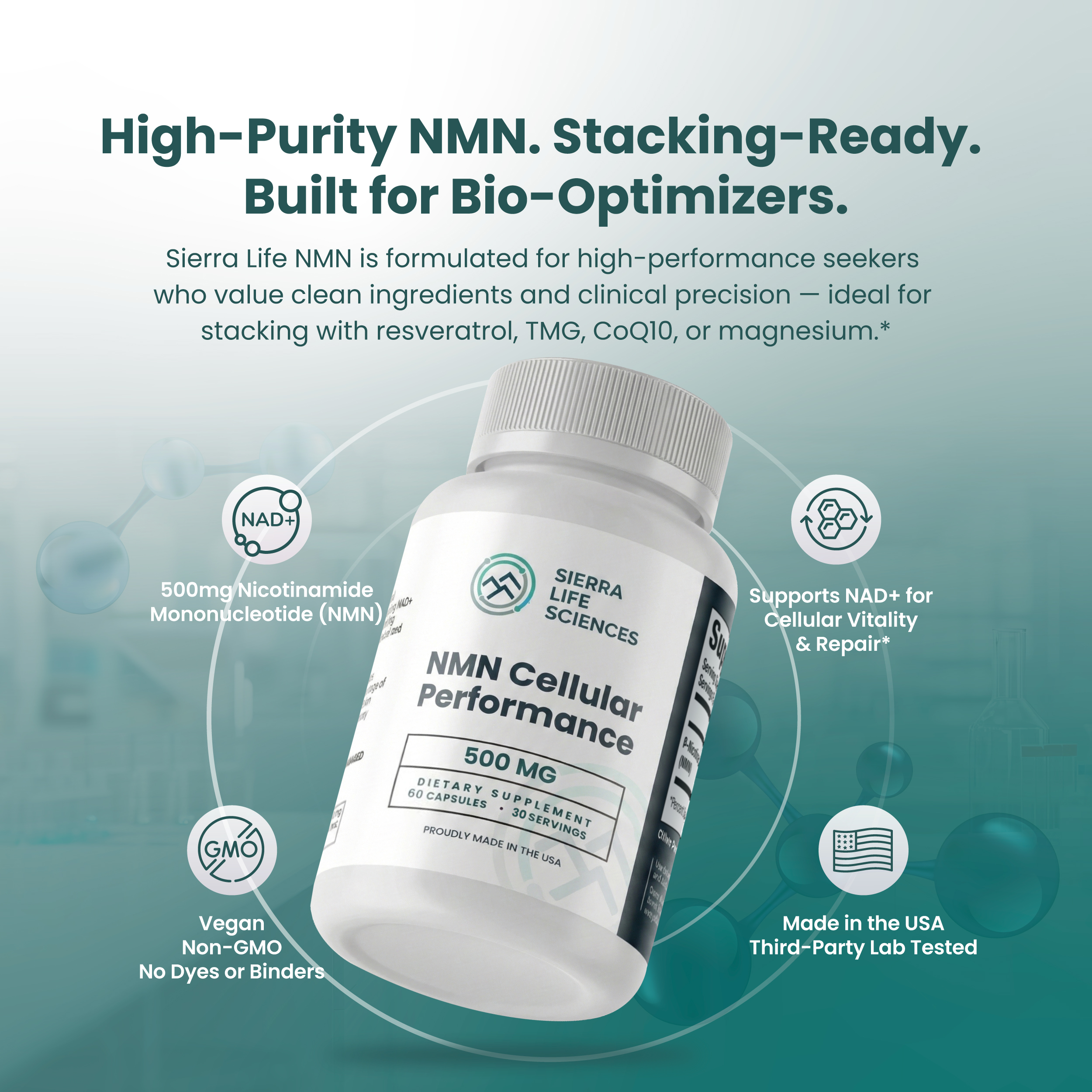 High-Purity NMN. Stacking-Ready. Built for Bio-Optimizers